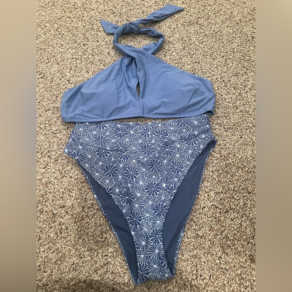 aerie Blue Halter High-Waist Two-Piece Swimsuit